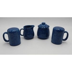 Knobler Stovetop Salt and Pepper Sugar and Creamer Sets Blue Speckled Taiwan